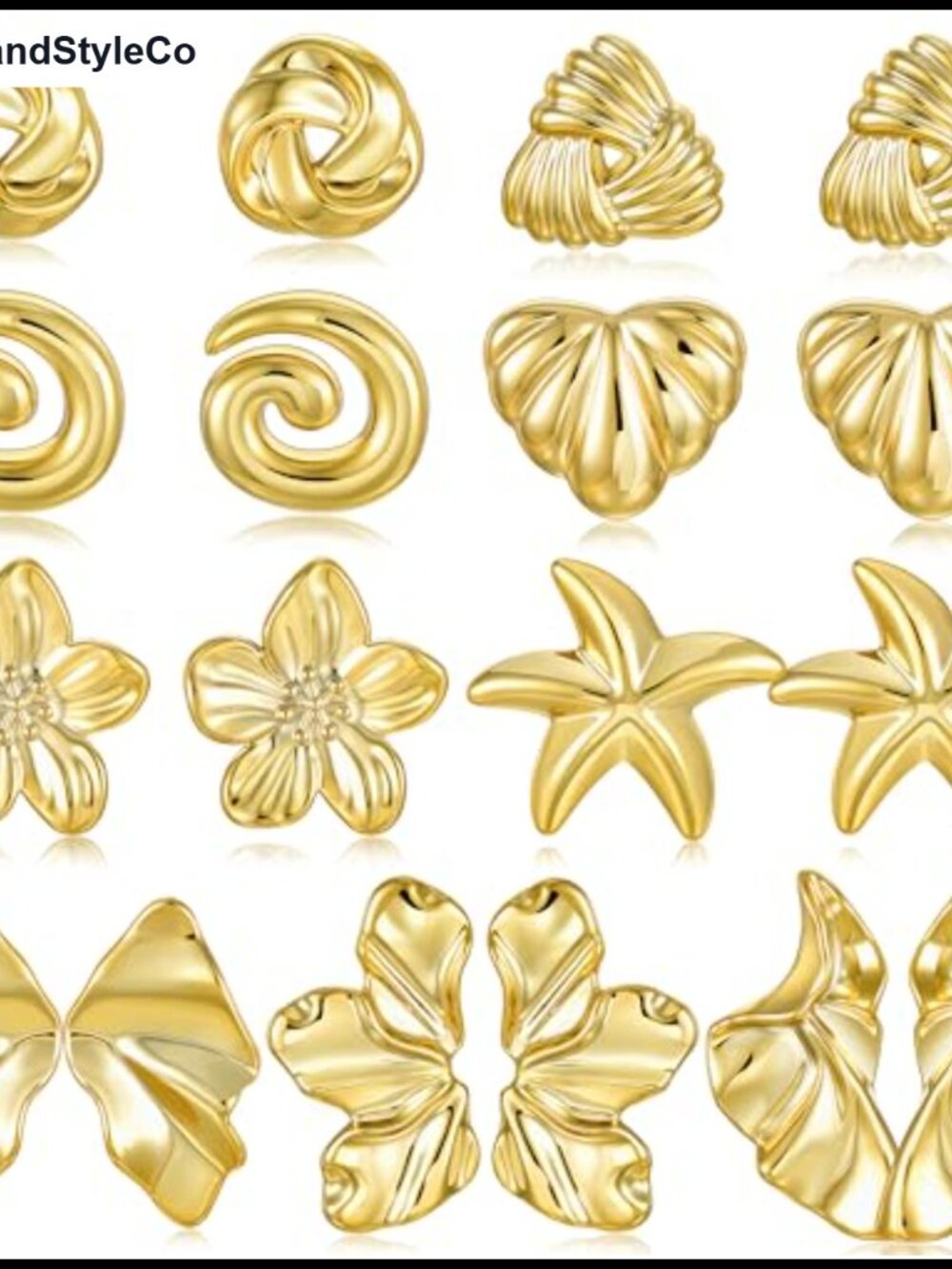 Chunky Lightweight Stud Earrings Set for Women, 9 Pairs, CCB Material